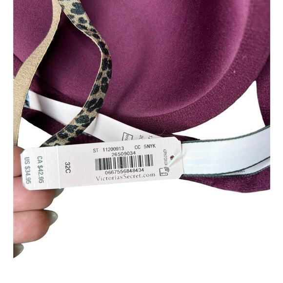 NEW Victoria's Secret Sexy Tee light Lined Demi Bra 32C pink Floral adjustable - Picture 6 of 10